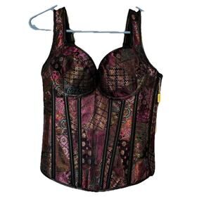 Kimring Womens XLarge Gothic Jacquard Corset Tank Bustiers Steampunk Lingerie